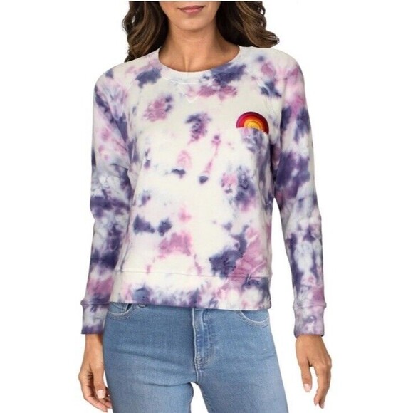 Mother Denim Size XS Square Wash Tie Dye Sweatshirt Blueberry Rainbow Patch #N12 - Picture 14 of 14
